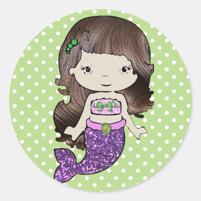 Hübsche, grüne und Lila Mermaid-Aufkleber Runder Aufkleber (Vorderseite)