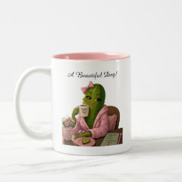 Hübsche Gurke am Morgen Zweifarbige Tasse