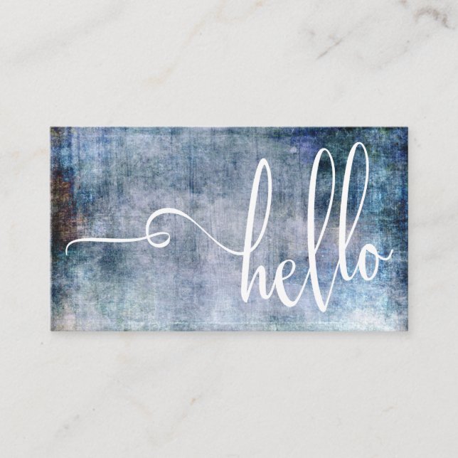 Hübsche hallo-Typografie über blauem u. lila Visitenkarte (Vorderseite)