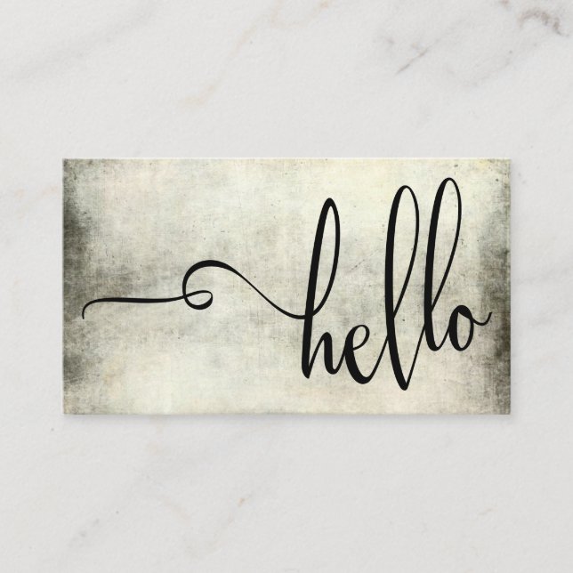 Hübsche hallo-Typografie über gelbem u. schwarzem Visitenkarte (Vorderseite)