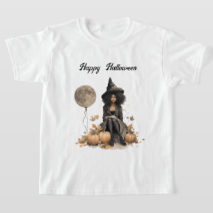 Hübsche Halloween-Hexe und Vollmond-Ballon T-Shirt