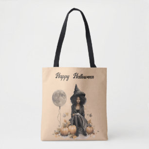 Hübsche Halloween-Hexe und Vollmond-Ballon Tasche