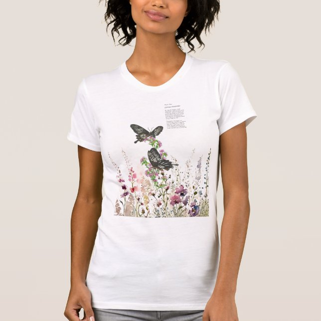 Hübsche handgestrichene Ceylon-Rose Schmetterling T-Shirt (Vorderseite)