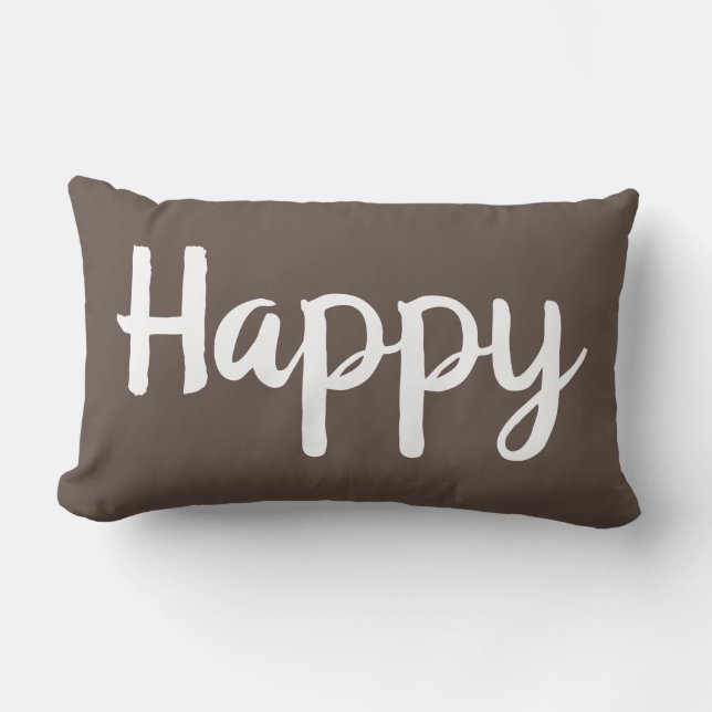 hübsche HAPPY-Typografie | Lumbalkissen Lendenkissen (Vorderseite)