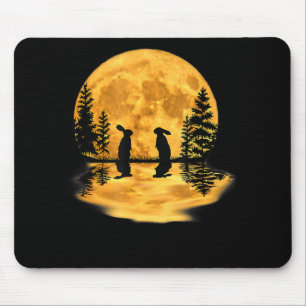 Hübsche Hasen Rabbits Moon Night Sky Mousepad