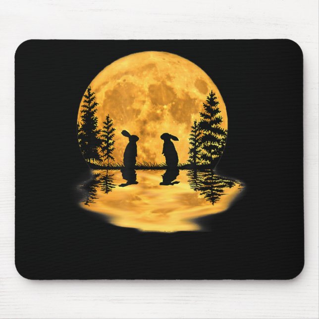 Hübsche Hasen Rabbits Moon Night Sky Mousepad (Vorne)