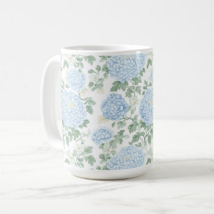 Hübsche hellblaue weiße Blumen Kaffeetasse