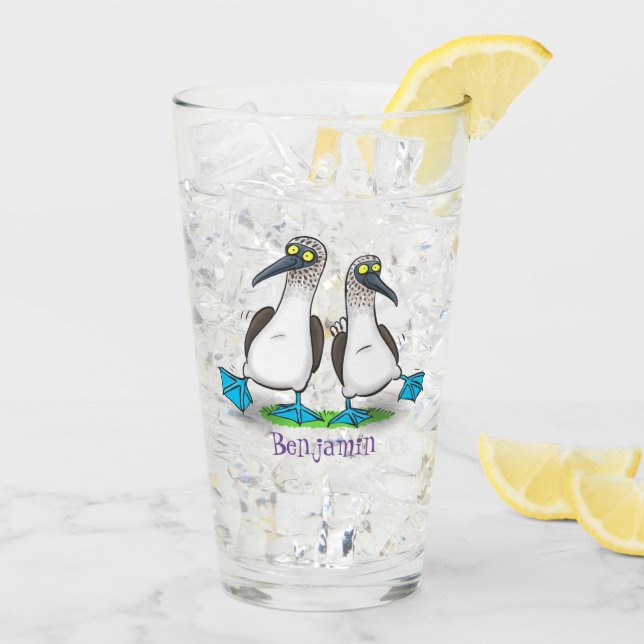 Hübsche, hellblaufüßige Boobies tanzen Cartoon Glas (Rückseite Ice)
