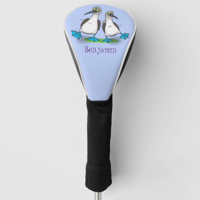 Hübsche, hellblaufüßige Boobies tanzen Cartoon Golf Headcover (Vorderseite)