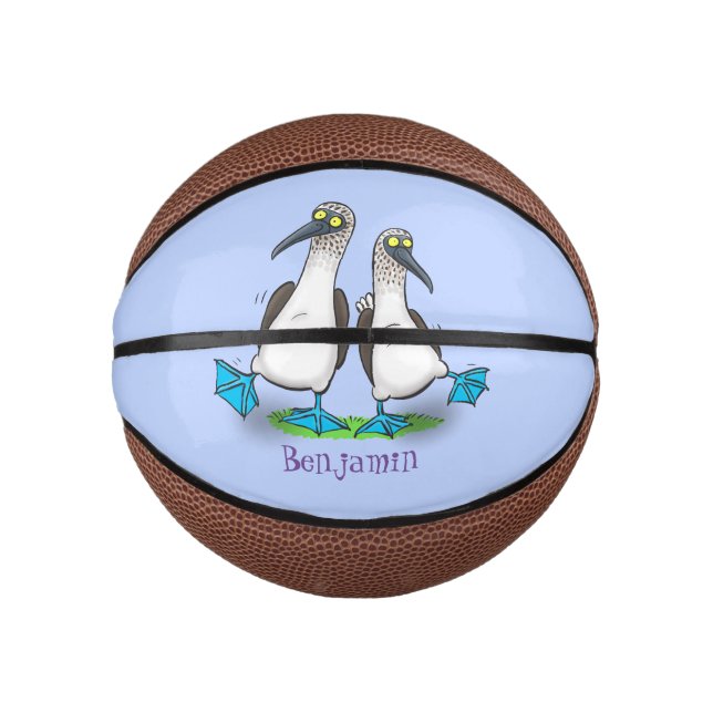 Hübsche, hellblaufüßige Boobies tanzen Cartoon Mini Basketball (Vorderseite)