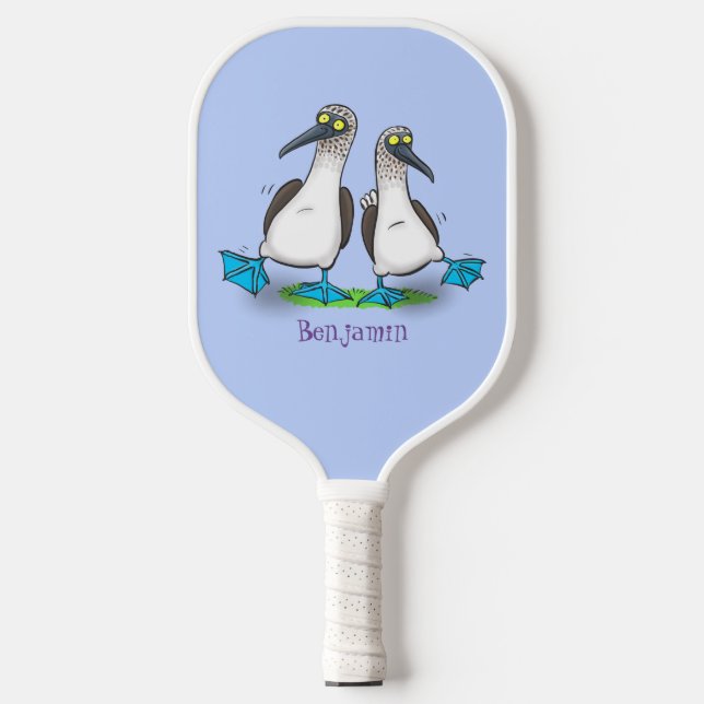 Hübsche, hellblaufüßige Boobies tanzen Cartoon Pickleball Schläger (Vorderseite)