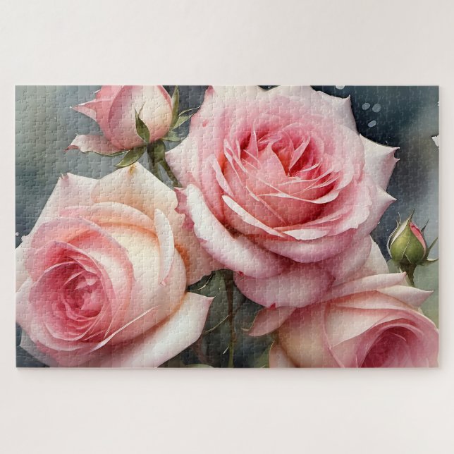 Hübsche hellrosa Rose Aquarellmalerei (Horizontal)