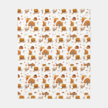 Hübsche Herbst-Eichhörnchen-und-Bäume-Flanelldecke