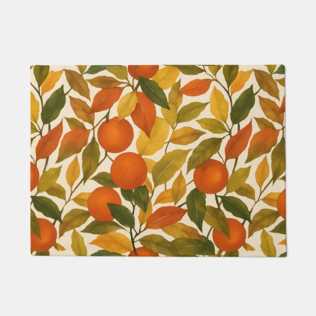 Hübsche Herbst-Herbstlaube Orange Tree Fußmatte (Vorderseite)