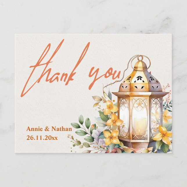 Hübsche Herbstlaub Orange Floral Wedding Vielen Da Postkarte (Vorderseite)