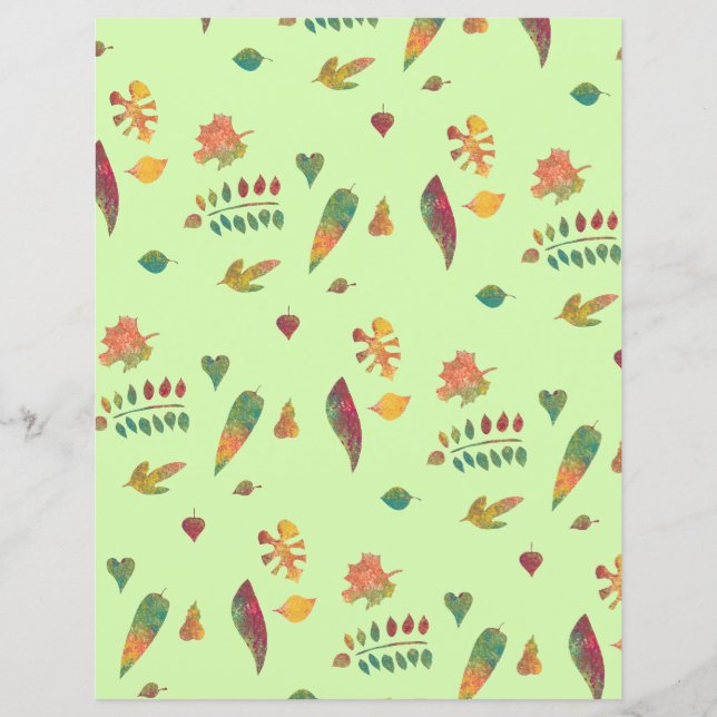 Hübsche Herbstlaube auf dem gelben grünen Scrapboo (Vorderseite)