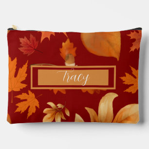 hübsche Herbstlaube in Rot-Orange und Gold Zubehörtasche