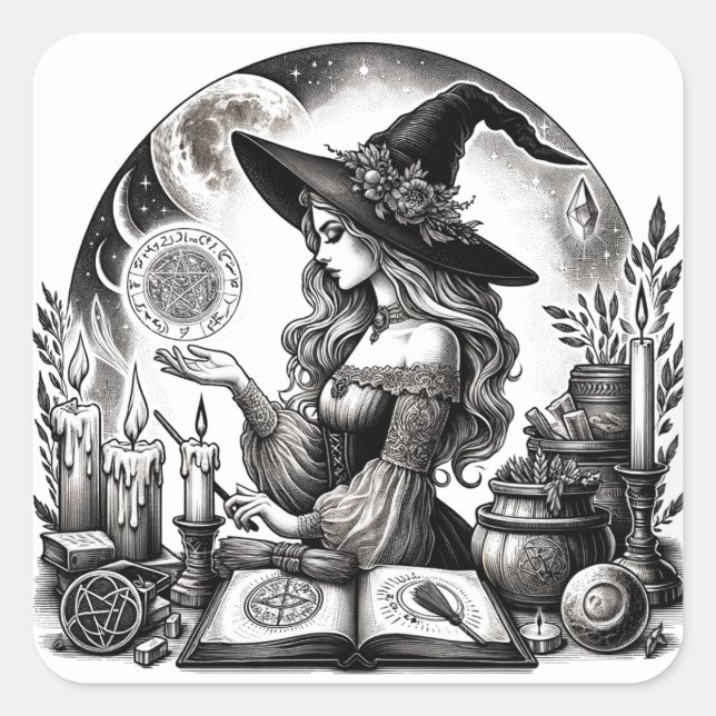 Hübsche Hexapothecary Magical Zaubers Quadratischer Aufkleber (Vorderseite)