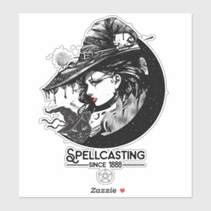 Hübsche Hexe & schwarze Katze Wiccan Wicca Zaubers Aufkleber