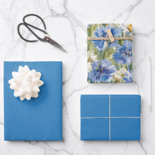 Hübsche Himmelblaue Florale Hochzeitsdusche Geschenkpapier Set