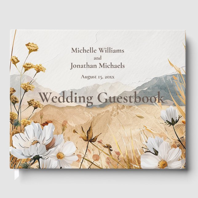 Hübsche Hochzeit der Wildblume Boho Gästebuch (Vorderseite)