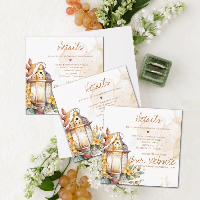 Hübsche Hochzeit im Herbst Lantern Gelb Begleitkarte (Pretty Lantern Yellow Floral Fall Wedding Details Enclosure Card)