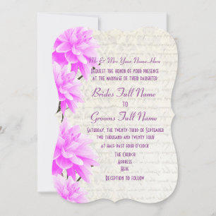 Hübsche Hochzeit in Lila und Rosa Einladung