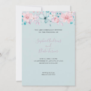 Hübsche Hochzeit in Rosa und Blau Einladung