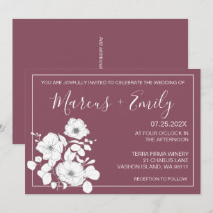 Hübsche Hochzeit mit Lila und weißen Blumen Einladung
