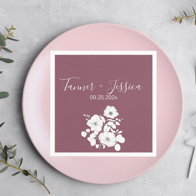 Hübsche Hochzeit mit Lila und weißen Blumen Serviette (Von Creator hochgeladen)