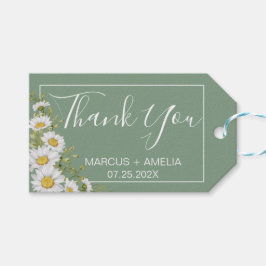 Hübsche Hochzeit von Basil Green & White Daisies Geschenkanhänger