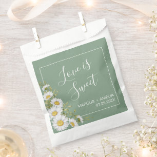 Hübsche Hochzeit von Basil Green & White Daisies Geschenktütchen