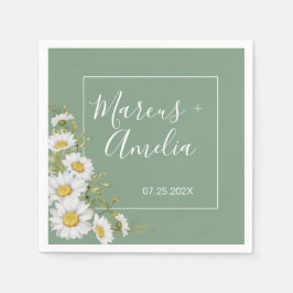 Hübsche Hochzeit von Basil Green & White Daisies Serviette