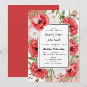 Hübsche Hochzeit von Roten Poppies mit Wasserfarbe Einladung