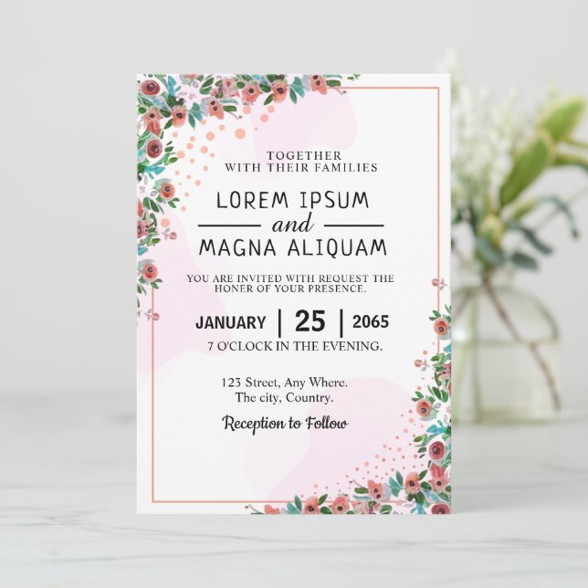 Hübsche Hochzeitskartentabelle Einladung (Stehend Vorderseite)