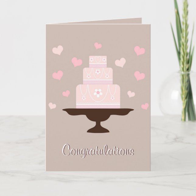 Hübsche Hochzeitstorte Herzlichen Glückwunsch Karte (Vorderseite)