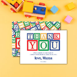 Hübsche Holz-ABC-Blöcke in Grundfarben Dankeskarte