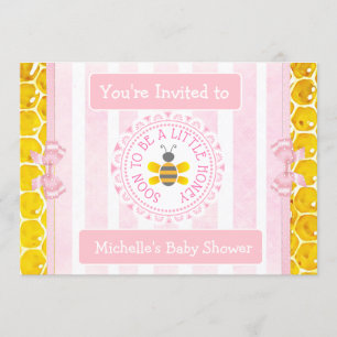 Hübsche Honey Bee Pink Girl's Baby Shower lädt ein Einladung