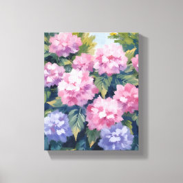 Hübsche Hortensienblüten | Florale Aquarellmalerei Leinwanddruck