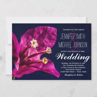 Hübsche Hot Pink Fuchsia Blume Hochzeit Einladunge Einladung