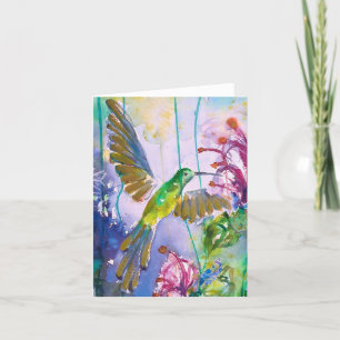 Hübsche Hummingbird und Blume BLANK Grußkarte Dankeskarte