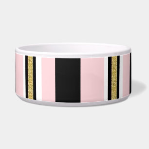 Hübsche Hundeschüssel Pink & Weiß Gold Schwarz Str Napf