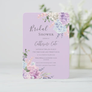 Hübsche Hydrangeas Lila Brautparty Einladung