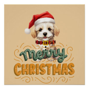 Hübsche Illustration lustiger Weihnachtshund Coole Poster