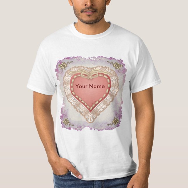 Hübsche Imitate Lacy Heart T - Shirt (Vorderseite)