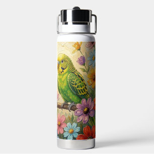 Hübsche Impasto Blau und Grüne Sittiche   Trinkflasche