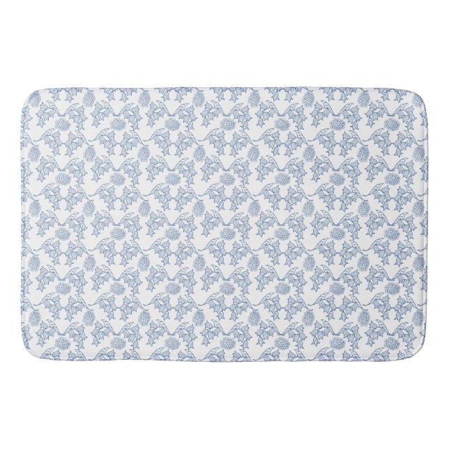 Hübsche Indigozie Blauer Ethnic Floral Print Bath  Badematte (Vorderseite)