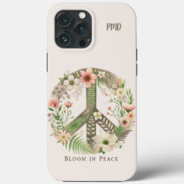 Hübsche Initialen Retro "Bloom in Peace"-Zeichen Case-Mate iPhone Hülle