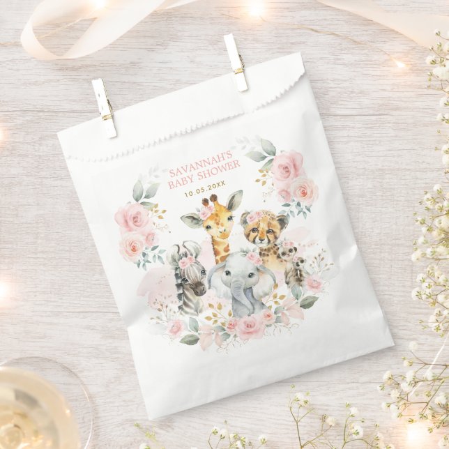 Hübsche Jungle Wild Baby Animes Rosa Blütenfarben Geschenktütchen (Ausgeschnitten)