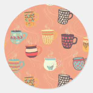 Hübsche Kaffee-Tee-Tasse Runder Aufkleber